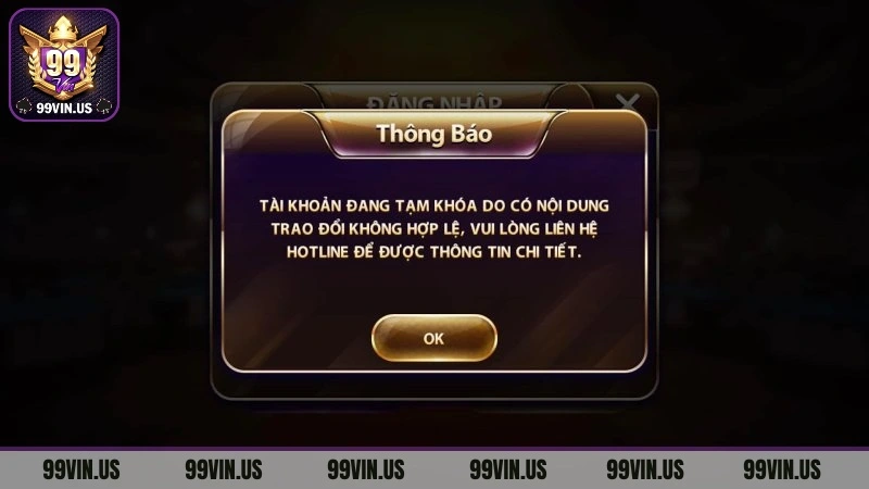 bị hóa tài khoản rút tiền 99vin
